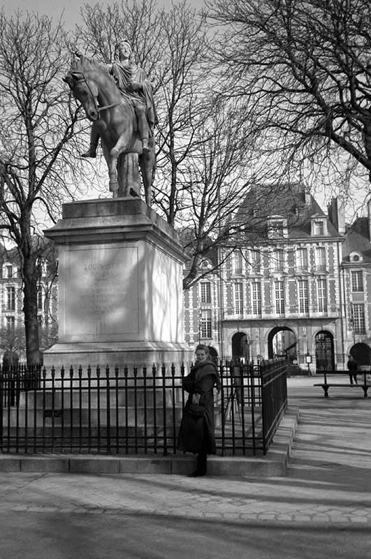 Place des Vosges, with statue, Paris